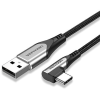 Vention Type-C (USB-C) 90° to USB 2.0 Cotton Cable Gray 0.5m Aluminum Alloy Type