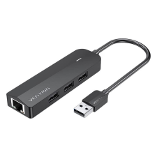 Vention USB 2.0 3 portos HUB ethernet adapterrel fekete (CHPBB) (CHPBB) hub és switch