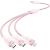Vention USB 2.0 A Male to 3in1 USB-C, Lightning, Micro-B Male 3A, 1.5 m, Alu. Alloy Type, pink (CTPPG)