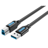 Vention usb-a 3.0/m - usb-b/m, (pvc,fekete), 1m, kábel