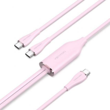 Vention USB-C 2.0 -> 2xUSB-C kábel 1,5m rózsaszín (CTMPG) kábel és adapter