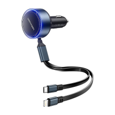 Vention USB-C autós töltő + USB-C + Lightning beépített kábel (FFOB0) (FFOB0) mobiltelefon kellék