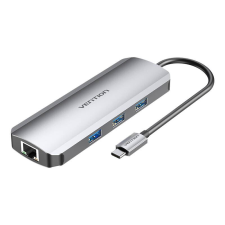 Vention USB-C - HDMI, 3x USB3.0, RJ45, SD, TF, PD dokkoló állomás 0,15m szürke (TOKHB) (TOKHB) laptop kellék