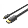 Vention Vention HDMI-D/M -> HDMI-A/M (4K,HD,fekete), 3m, kábel