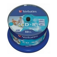 Verbatim 700 MB/80perc 52x nyomtatható matt CD-R lemez (50db/henger) írható és újraírható média