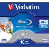 Verbatim Bluray Verbatim 25GB 10pcs  printable Jew.C 6x sing. BD-R (43713)