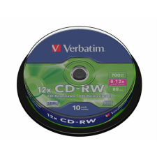 Verbatim CD-RW lemez, újraírható, SERL, 700MB, 8-10x, 10 db, hengeren VERBATIM (CDVU7010B10) írható és újraírható média