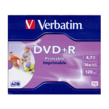 Verbatim DVD+R írható DVD lemez 4,7GB matt nyomtatható normál tok (43508) írható és újraírható média
