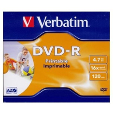 Verbatim Dvd-R lemez 4,7 GB 16x, normál tok, matt nyomtatható felület írható és újraírható média