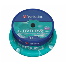Verbatim DVD-RW lemez, újraírható, 4,7GB, 4x, 25 db, hengeren, VERBATIM (DVDVU-4B25) írható és újraírható média