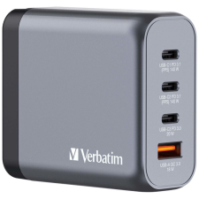 Verbatim GNC-140 GaN 3x USB-C / USB-A Hálózati töltő - Szürke (140W) mobiltelefon kellék