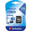 Verbatim Memóriakártya, microSDXC, 128GB, CL10/U1, 90/10 MB/s, adapter, VERBATIM "Premium"