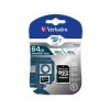 Verbatim Memóriakártya, microSDXC, 64GB, Class 10 USH-I, adapterrel, VERBATIM PRO