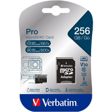 Verbatim MicroSDXC 256GB Pro + SD adaptér memóriakártya