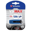 Verbatim Pendrive, 128GB, USB 3.0, 175/80 MB/sec, VERBATIM "V3 MAX", kék-fekete