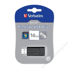 Verbatim Pendrive, 16GB, USB 2.0, 10/4MB/sec, VERBATIM PinStripe, fekete (UV16GPF) pendrive