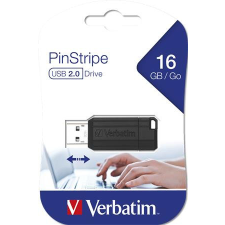 Verbatim Pendrive, 16GB, USB 2.0, 10/4MB/sec, VERBATIM &quot;PinStripe&quot;, fekete pendrive