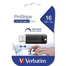 Verbatim Pendrive, 16GB, USB 3.2, VERBATIM &quot;Pinstripe&quot;, fekete pendrive