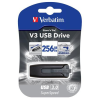 Verbatim Pendrive, 256GB, USB 3.2, 80/25 MB/s, VERBATIM "V3", fekete-szürke