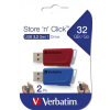 Verbatim Pendrive, 2 x 32GB, USB 3.2, 80/25MB/sec, VERBATIM  Store n Click , piros, kék