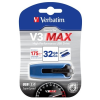 Verbatim Pendrive, 32GB, USB 3.0, 175/80 MB/sec, VERBATIM V3 MAX, kék-fekete UV32GSM