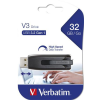 Verbatim Pendrive, 32GB, USB 3.2, 60/12MB/s, VERBATIM "V3", fekete-szürke