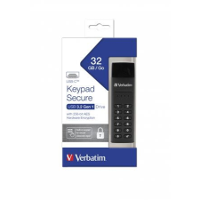 Verbatim Pendrive, 32GB ,USB-C (USB 3.2), titkosítás, 160/130Mb/s, VERBATIM &quot;Keypad Secure&quot; pendrive