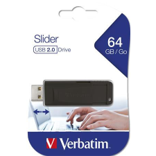 Verbatim Pendrive, 64GB, USB 2.0, VERBATIM "Slider", fekete pendrive