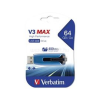 Verbatim Pendrive, 64GB, USB 3.0, 175/80 MB/sec, "V3 MAX", kék-fekete (VERBATIM_49807)