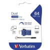 Verbatim Pendrive, 64GB, USB 3.0+USB-C adapter, VERBATIM, "DUAL"