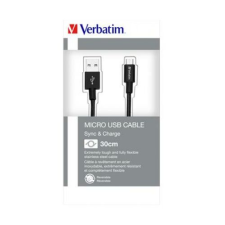 Verbatim USB kábel, USB - micro USB, 0,3 m, VERBATIM, fekete kábel és adapter