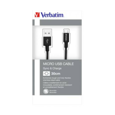 Verbatim USB kábel, USB - micro USB, 0,3 m, VERBATIM, fekete (KV48866) kábel és adapter