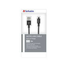 Verbatim USB kábel, USB - micro USB, 1 m, VERBATIM, fekete (KV48863) kábel és adapter