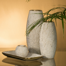  Verda kerámia váza Fehér/arany 17x8x24 cm dekoráció