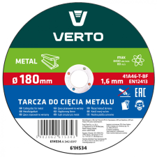 Verto vágókorong fém 180x1.6x22mm T40 csiszolókorong és vágókorong