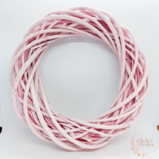  Vessző koszorú - 30 cm - pasztell rózsaszín dekorációs kellék