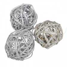  Vessző labda 4cm metál ezüst 12db-os dekorációs kellék
