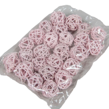  Vesszőlabda 3cm falfestékes rózsaszín 20db-os csomag dekorációs kellék