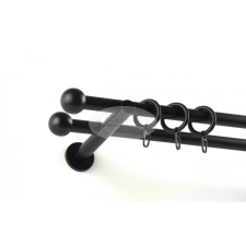 Veszprém fekete 2 rudas fém karnis szett - modern tartóval - 320 cm karnis, függönyrúd