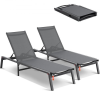 Vevor 2x Napozóágy Strandfotel Napozószék Relax fotel 182x60x88cm Sötét szürke