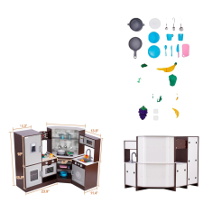  Vevor Play Kitchen, Reális hangok és fények, bőséges tárhely, Barna konyhakészlet