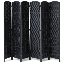 Vevor Szobaszétválasztó Privacy screen 6 panel Kézzel szőtt Összecsukható zsanérok Fekete bútor