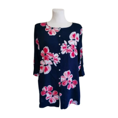  Via Appia sötétkék virágmintás női blúz (méret: 46/L)