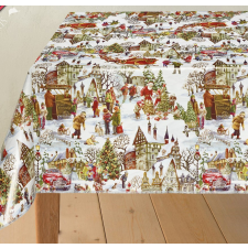 Viaszos vászon asztalterítő karácsonyi havas Santa claus 100x140cm karácsonyi textilia