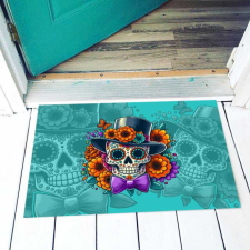  Vicces színes lábtörlő, Halloween, Cukorkoponya, türkiz lakástextília