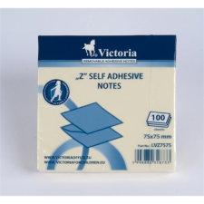 VICTORIA 75x75 mm Öntapadó jegyzettömb - Sárga (100 lap) (01-564401-LVZ7575-2013) jegyzettömb