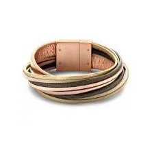 VICTORIA karkötő rose gold színű, színes bőr, rozsdamentes acél, 7 cm karkötő