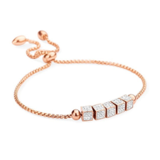 Victoria Rose gold színű fehér köves kocka karkötő karkötő