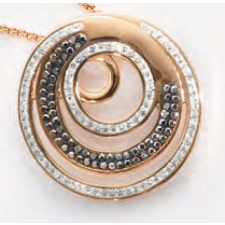 VICTORIA Rose gold színű fekete, fehér köves medál medál