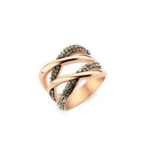 VICTORIA rose gold színű fekete köves gyűrű half black gyűrű